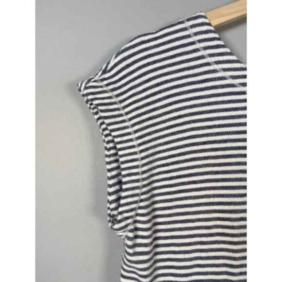 Max Studio Weekend Size Small Striped Short Sleeve Tunic Dress Pockets Fisherman - Picture 4 of 12